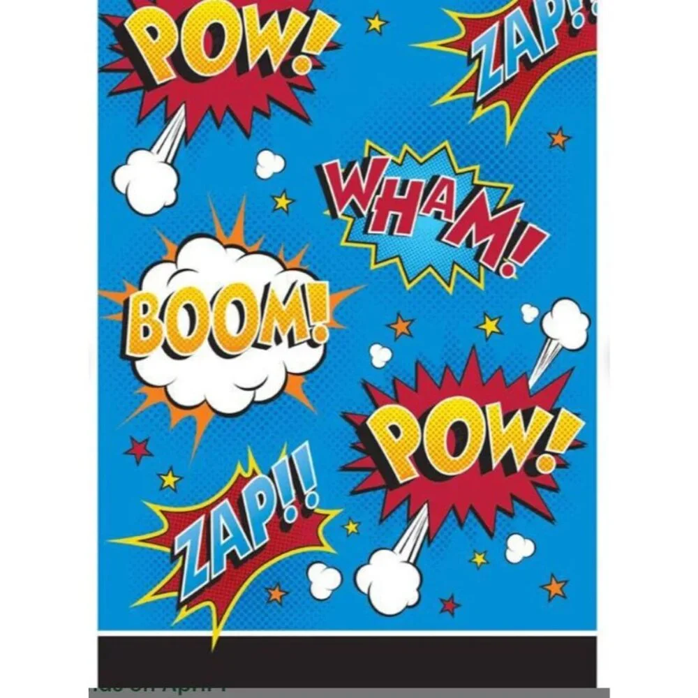 12 Pack Superhero Comic Party Favor Bags POW BOOM ZAP Birthday Loot Bags New